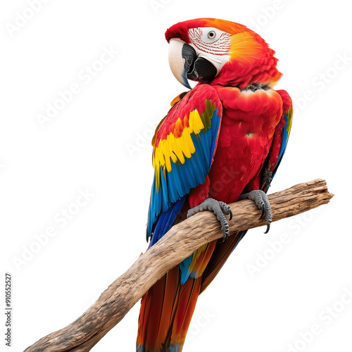 Red and yellow macaw isolated on transparent background photo