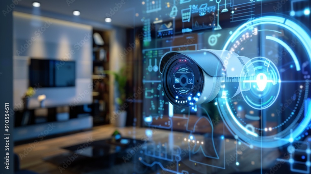 Sexurity home tech, smart home security concept. Remote home control in a mobile app