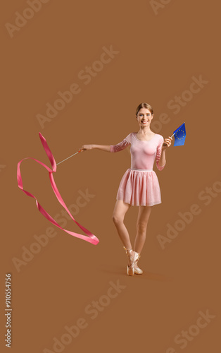Female gymnast with ribbon ...