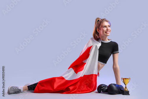 Female boxer with flag of C...