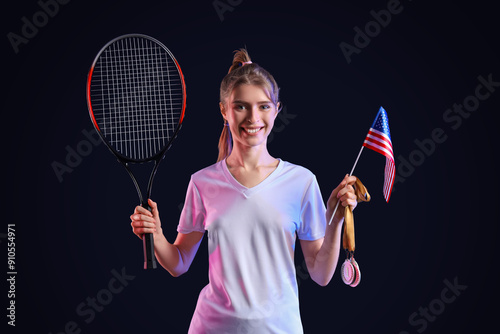 Female tennis player with p...