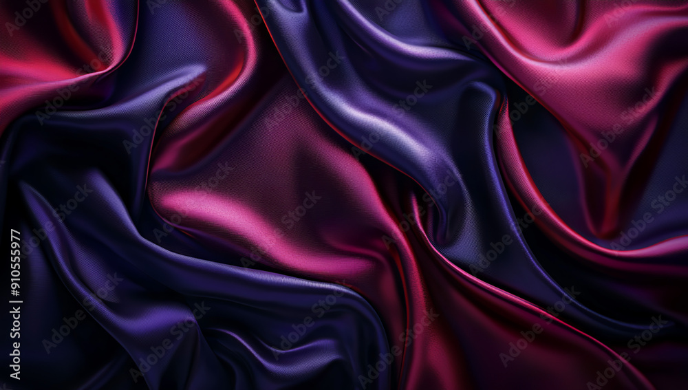 Fototapeta premium Abstract background with red and purple satin cloth, shiny, 3D...