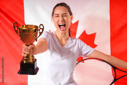 Female tennis player with g...