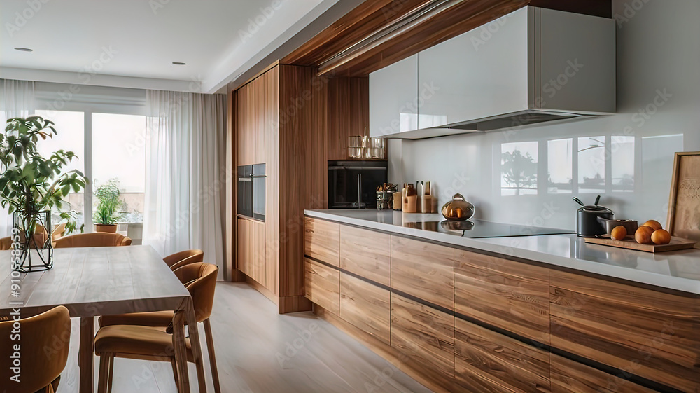 Modern home white kitchen interior, bright designer home furniture, Wooden kitchen interior, modern counter with light countertop, minimal apartment wall decor, Modern home white kitchen interior, bright designer home furniture, Wooden kitchen interior, modern counter with light countertop, minimal apartment wall decor,