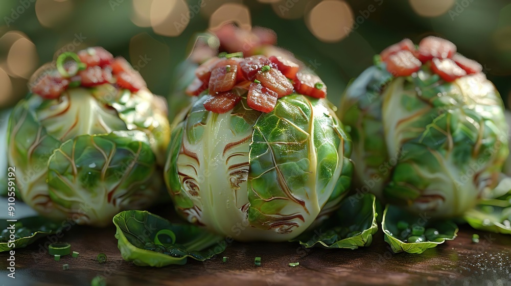 Obraz premium 3D Illustration of Brussel Sprouts with Bacon