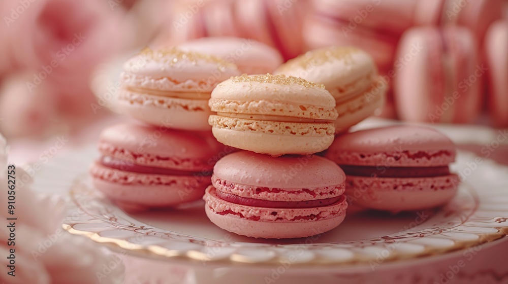 Pink Macarons on a Plate Pink Macarons on a Plate