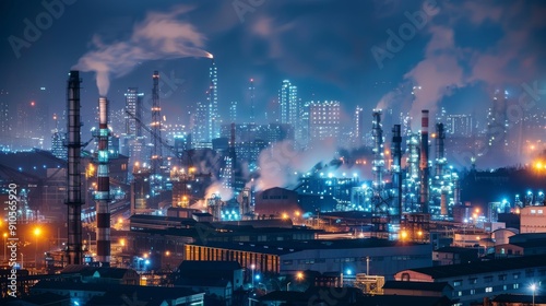 Wallpaper Mural An industrial coal power plant emitting black smoke, illustrating the impact of industrial activities on the environment and the atmosphere. Torontodigital.ca