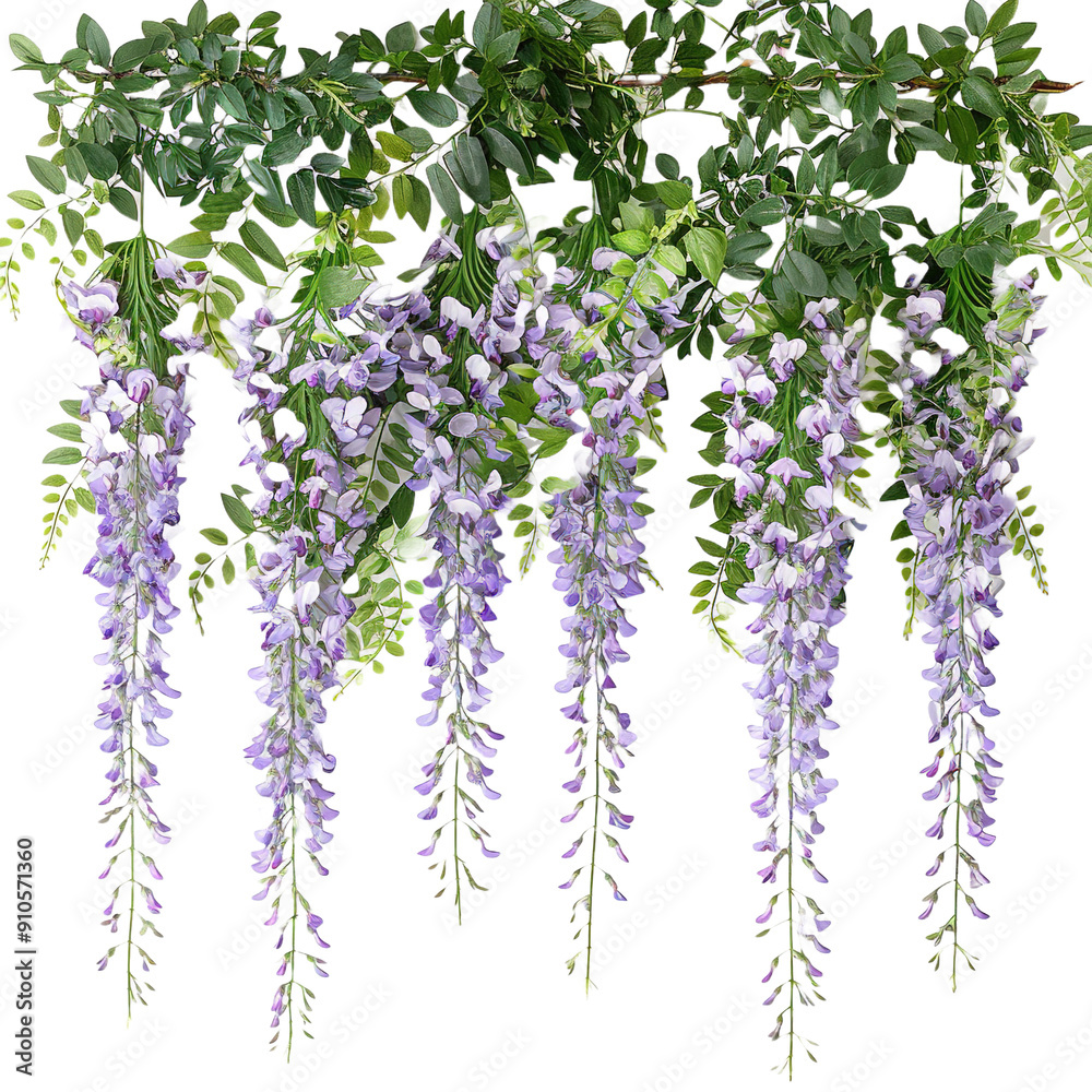 Obraz premium Cascading wisteria vine with its fragrant purple on transparent background,&nbsp;png