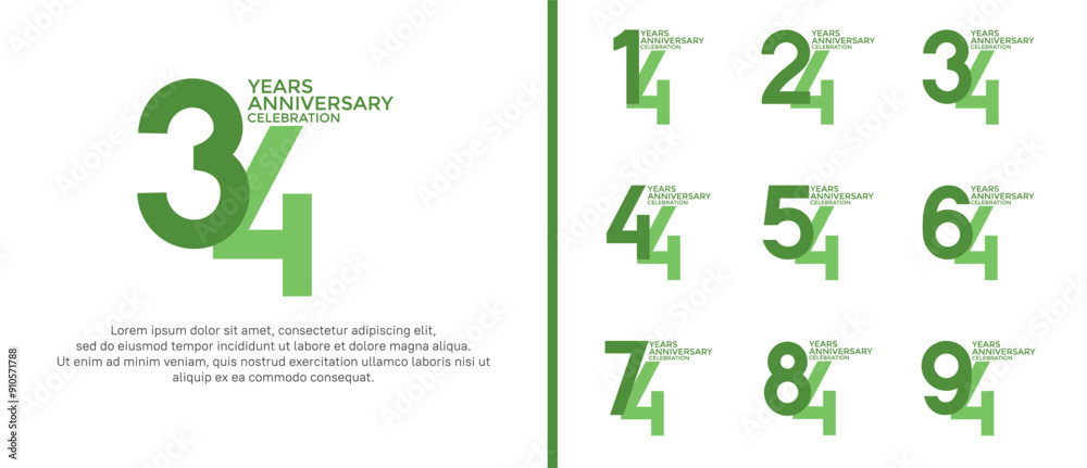 anniversary logo style set with green color can be use for celebration moment anniversary logo style set with green color can be use for celebration moment