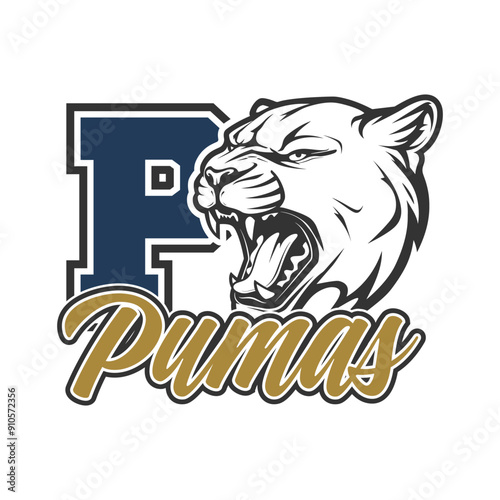 Pumas Illustration Clip Art Design Shape. Mascot Silhouette Icon Vector.