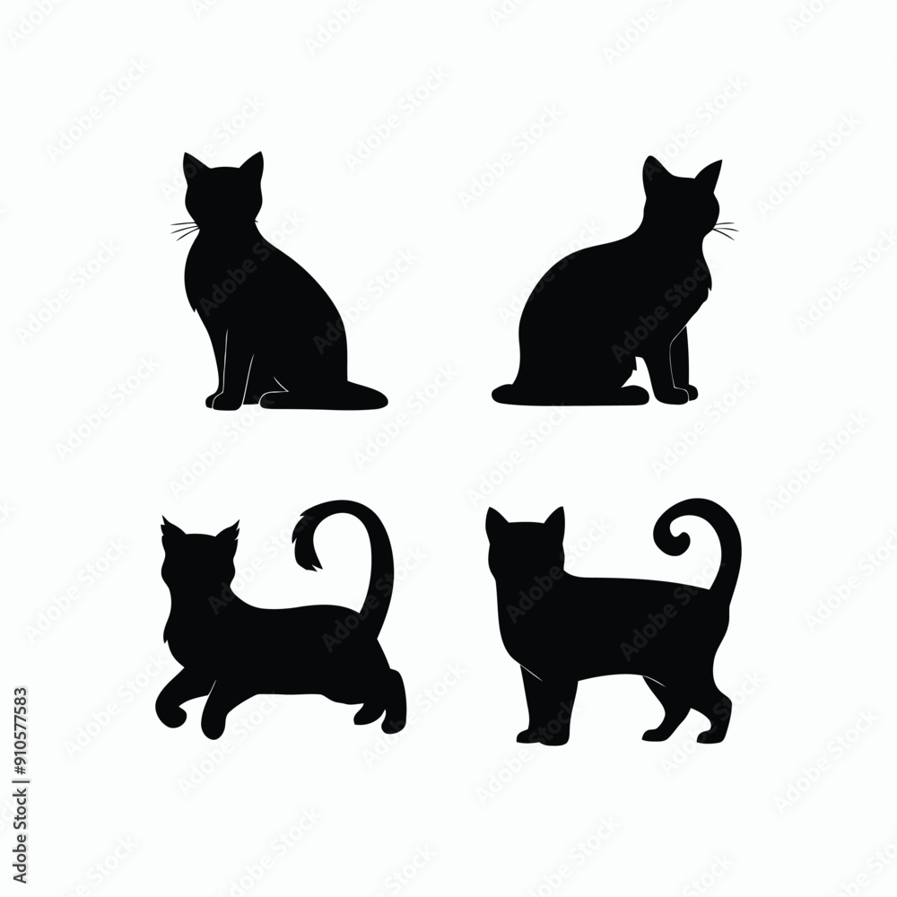 Cat silhouette set animals vector template illustration Cat silhouette set animals vector template illustration