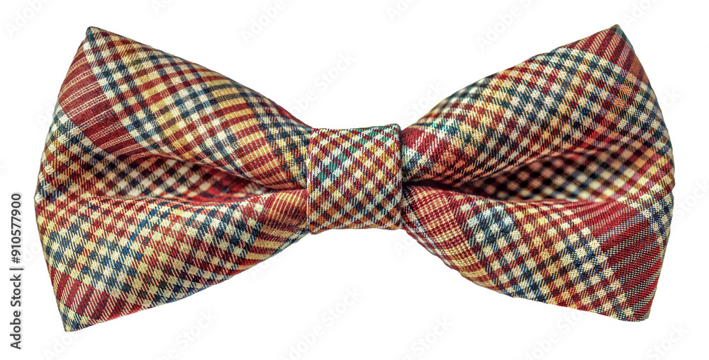 Stylish red and yellow plaid bow tie perfect for formal events and special occasions, cut out - stock png. Stylish red and yellow plaid bow tie perfect for formal events and special occasions, cut out - stock png.