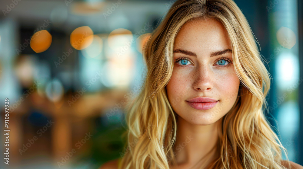 Beautiful Blonde Woman with Blue Eyes Smiling Beautiful Blonde Woman with Blue Eyes Smiling