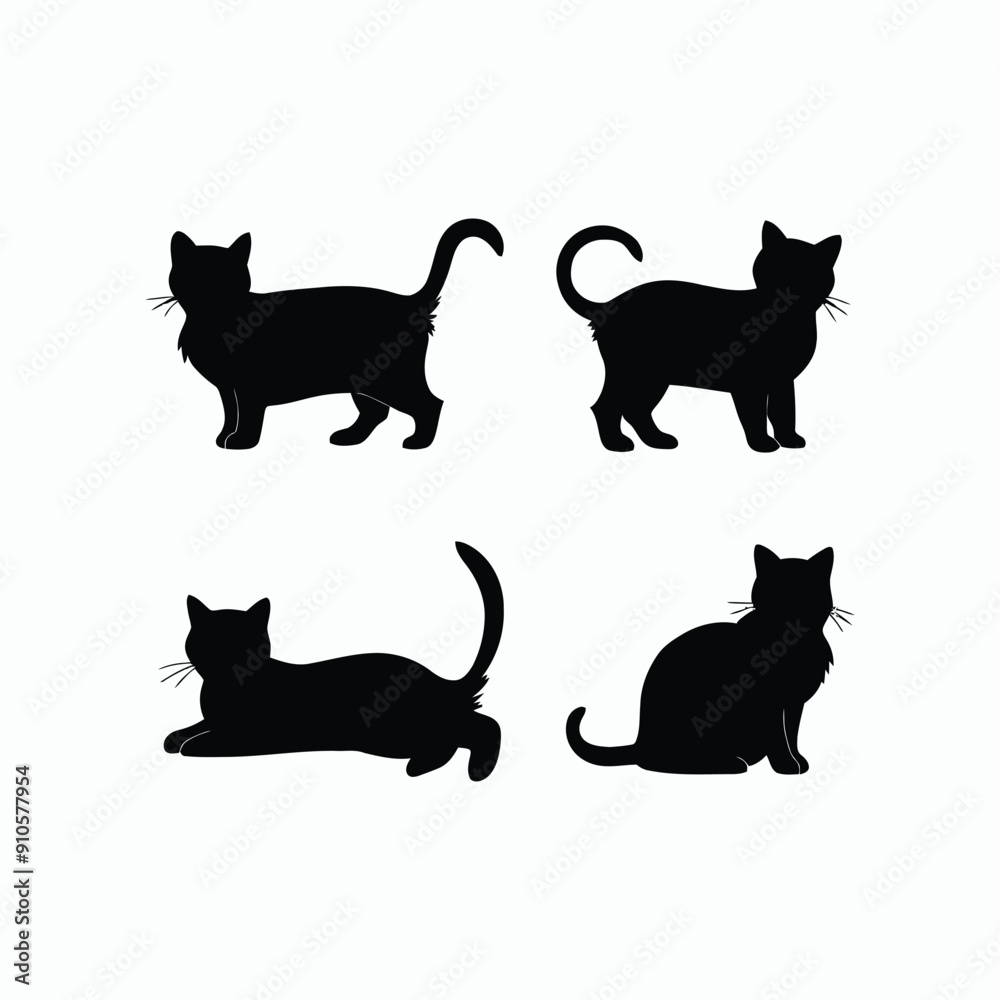 Cat silhouette set animals vector template illustration Cat silhouette set animals vector template illustration