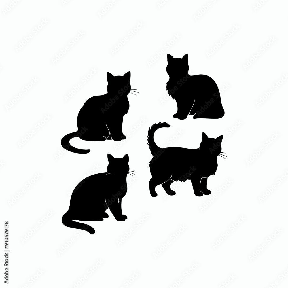 Cat silhouette set animals vector template illustration Cat silhouette set animals vector template illustration