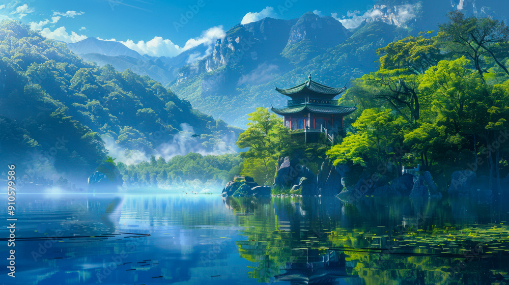 Fototapeta premium Tranquil Mountain Retreat