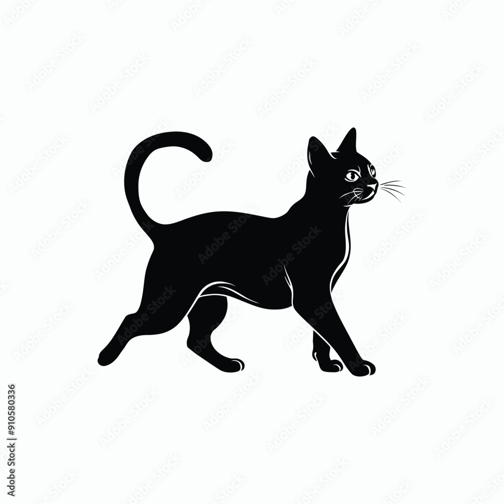 Obraz premium Cat silhouette set animals vector template illustration