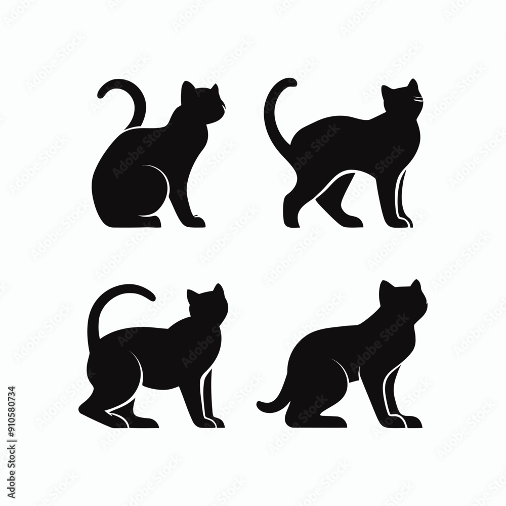Cat silhouette set animals vector template illustration Cat silhouette set animals vector template illustration