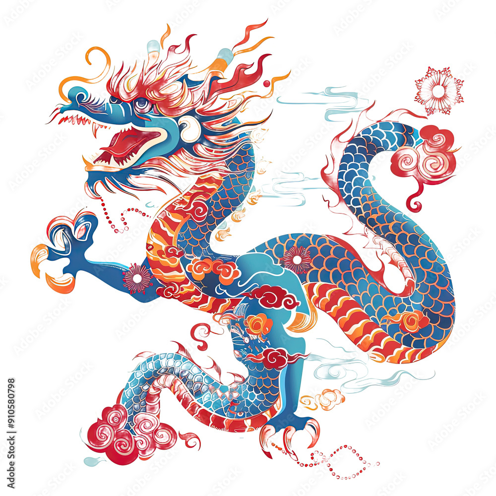 Fototapeta premium Chinese dragon themed design for festival on transparent background, png