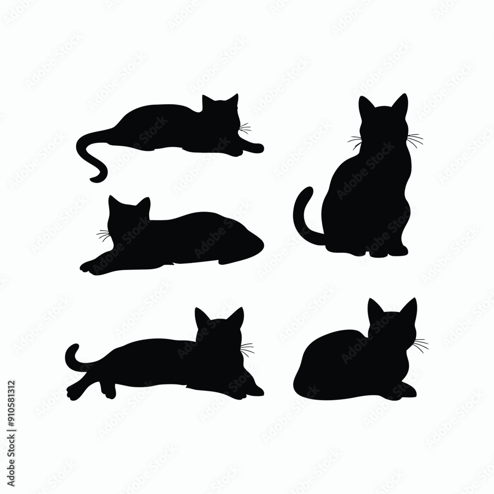 Cat silhouette set animals vector template illustration Cat silhouette set animals vector template illustration