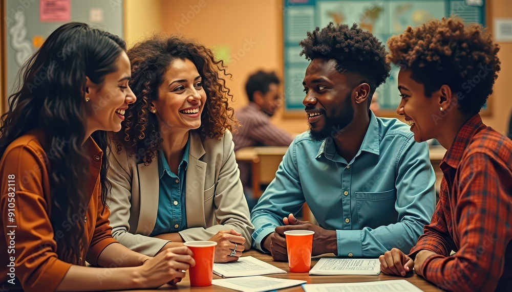 Obraz premium Diverse group of friends laughing together.