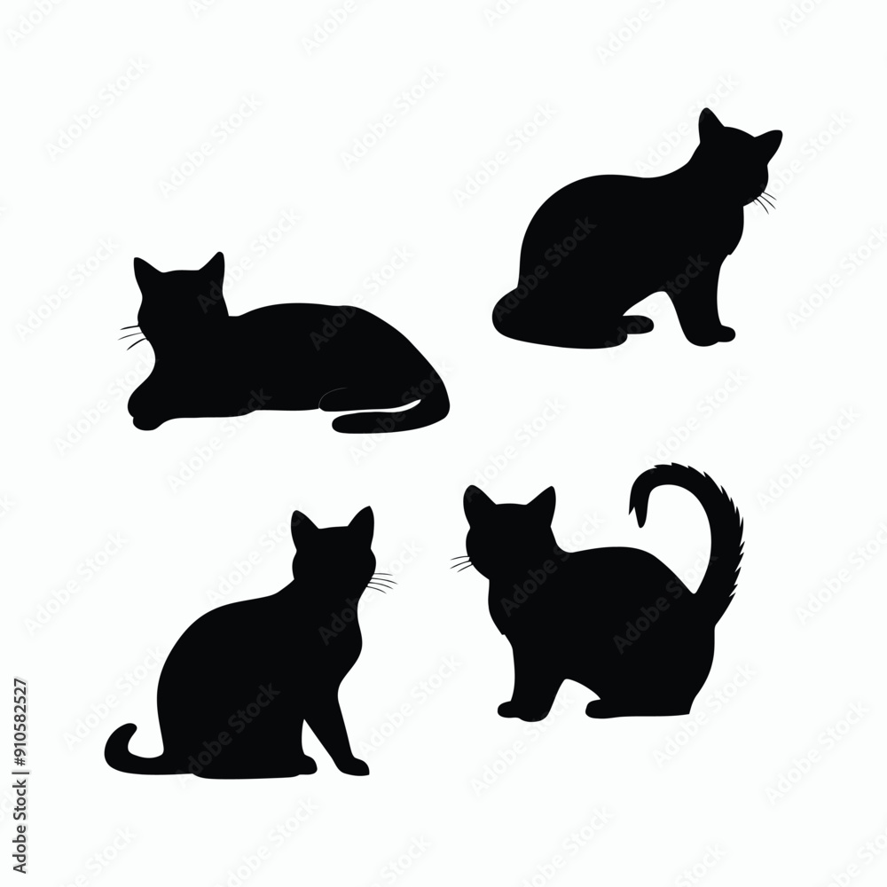 Cat silhouette set animals vector template illustration Cat silhouette set animals vector template illustration