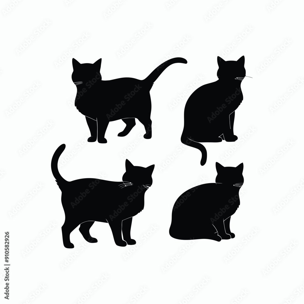 Cat silhouette set animals vector template illustration Cat silhouette set animals vector template illustration