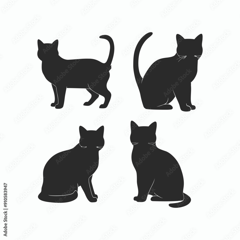 Cat silhouette set animals vector template illustration Cat silhouette set animals vector template illustration