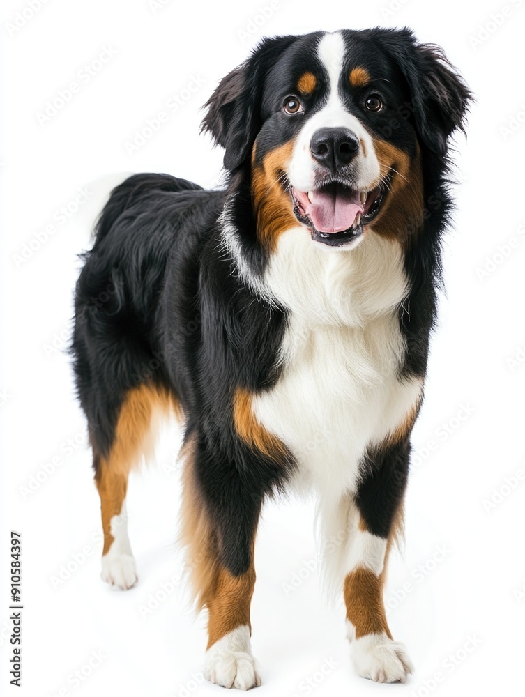 Bernese Mountain Dog Standing, isolated on white background Bernese Mountain Dog Standing, isolated on white background