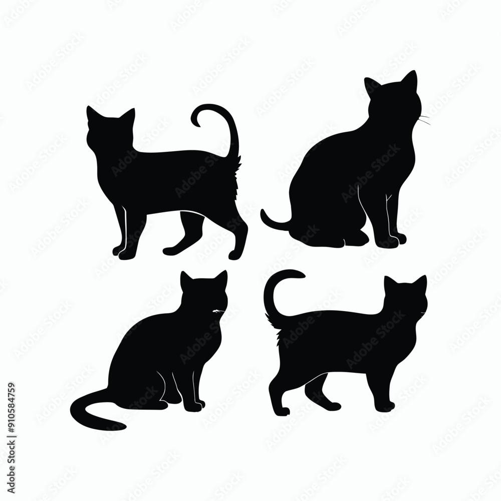 Cat silhouette set animals vector template illustration Cat silhouette set animals vector template illustration
