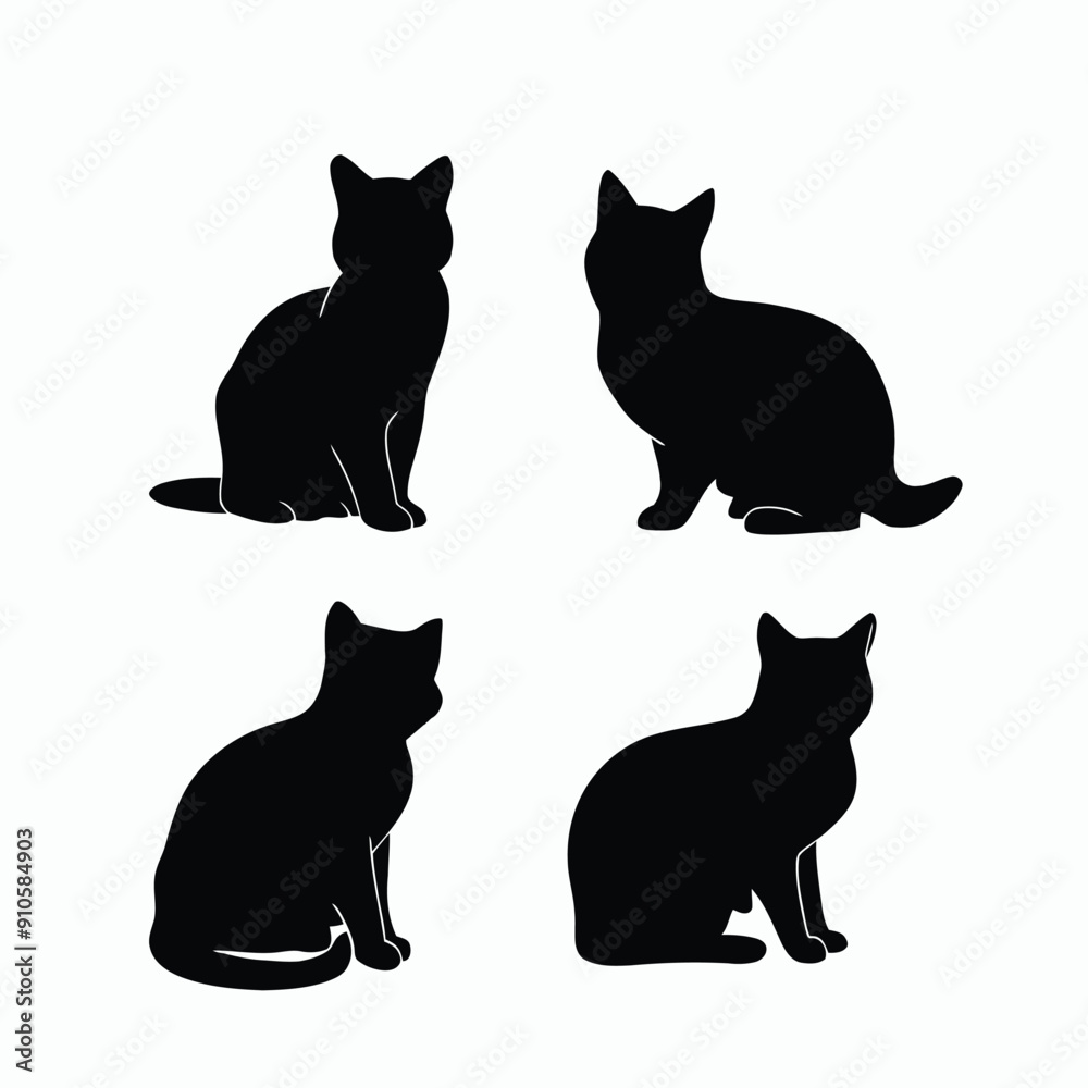 Cat silhouette set animals vector template illustration Cat silhouette set animals vector template illustration