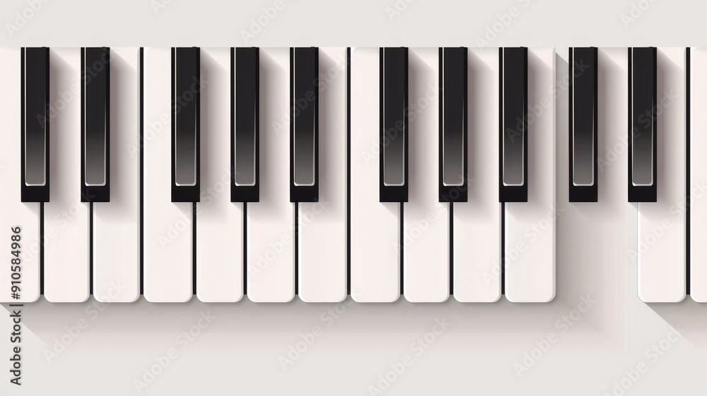 Minimalist piano keys, no details, clean and plain, 2D vector, flat illustration Minimalist piano keys, no details, clean and plain, 2D vector, flat illustration