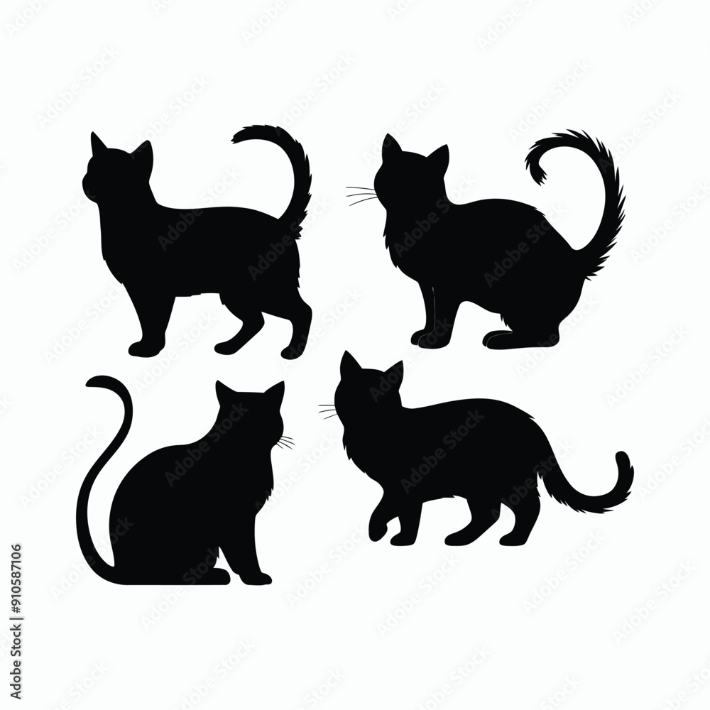 Cat silhouette set animals vector template illustration Cat silhouette set animals vector template illustration