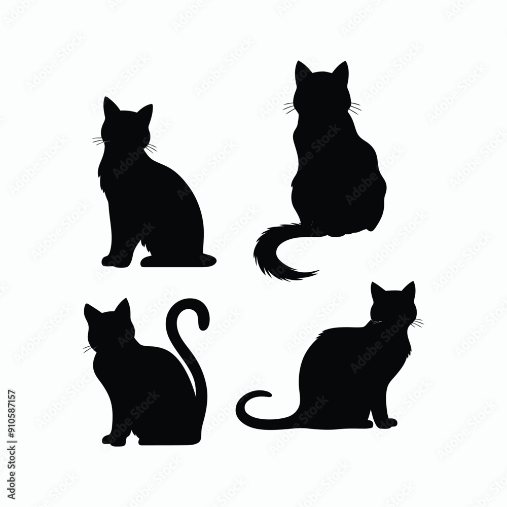 Cat silhouette set animals vector template illustration Cat silhouette set animals vector template illustration