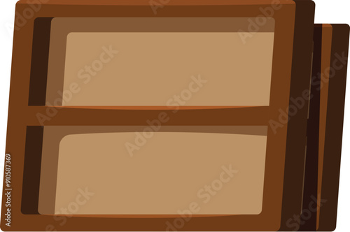 Empty wooden bookcase with two shelves for storing books and decorations