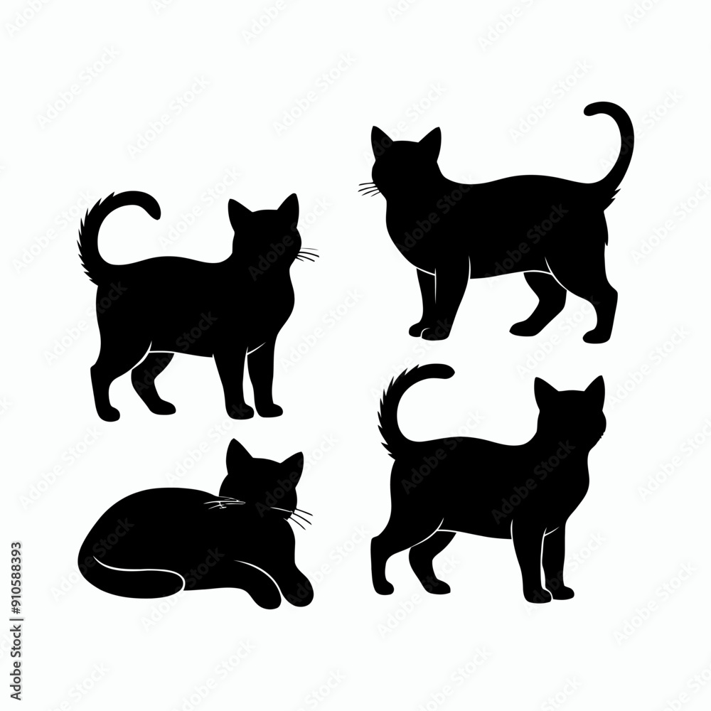 Cat silhouette set animals vector template illustration Cat silhouette set animals vector template illustration