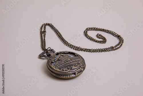 train engraved pocket watch