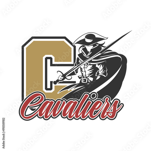 Cavaliers Illustration Clip Art Design Shape. Mascot Silhouette Icon Vector.