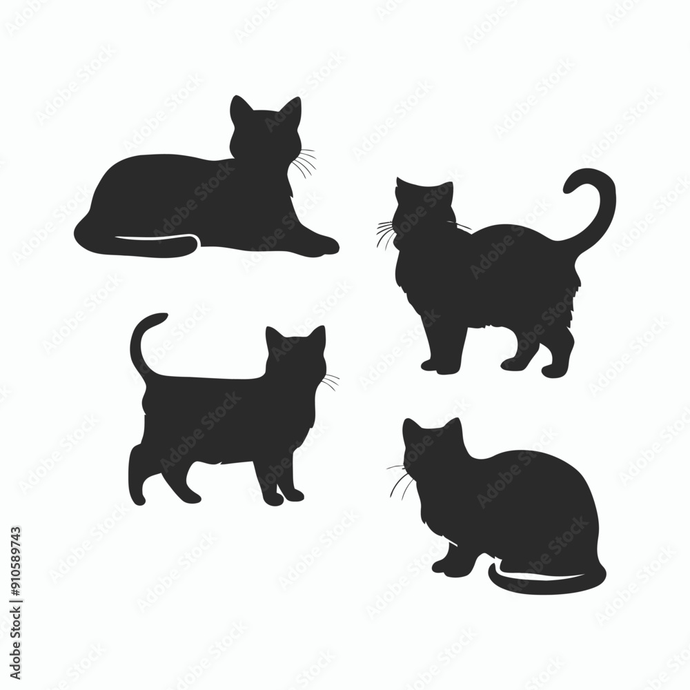 Cat silhouette set animals vector template illustration Cat silhouette set animals vector template illustration