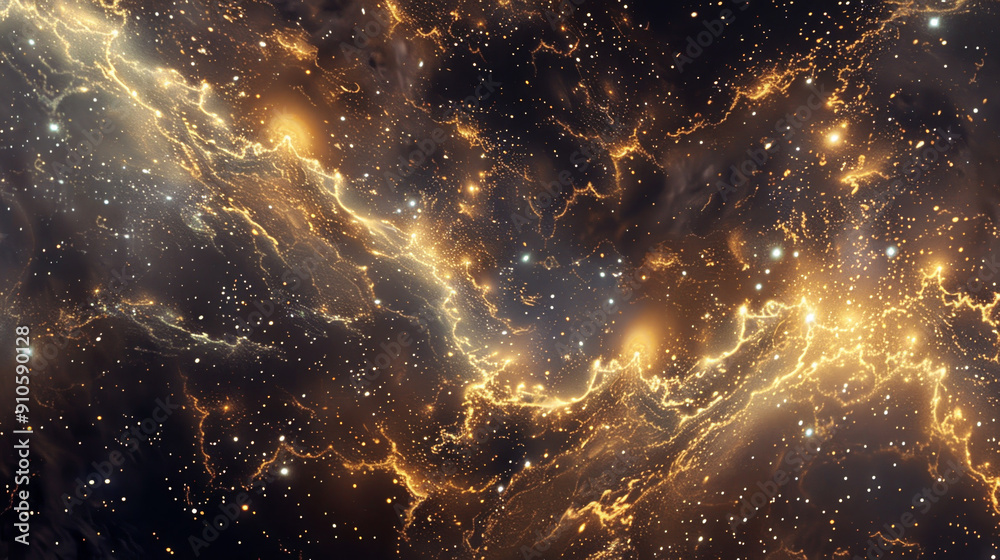 Fototapeta premium A space scene with a lot of stars and a yellowish glow