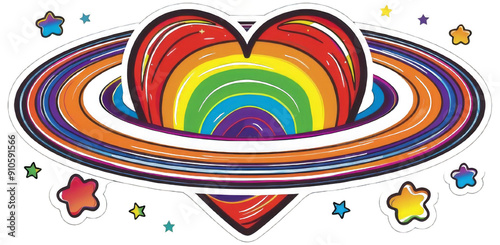 abstract rainbow heart   with  rainbow circle 