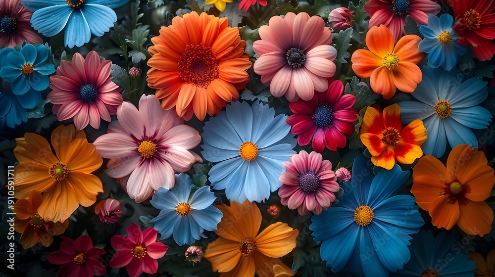 Vivid Floral Meadow Bursting with Vibrant Blooms in Springtime Aerial Panoramic View Vivid Floral Meadow Bursting with Vibrant Blooms in Springtime Aerial Panoramic View