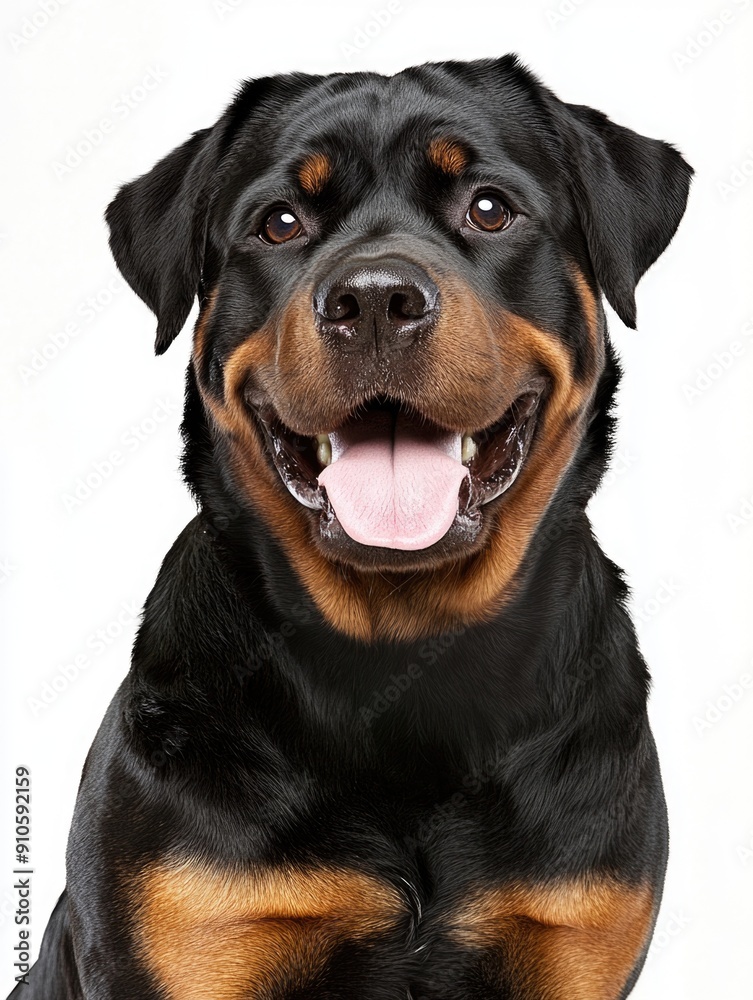 Rottweiler dog close-up, isolated on white background Rottweiler dog close-up, isolated on white background