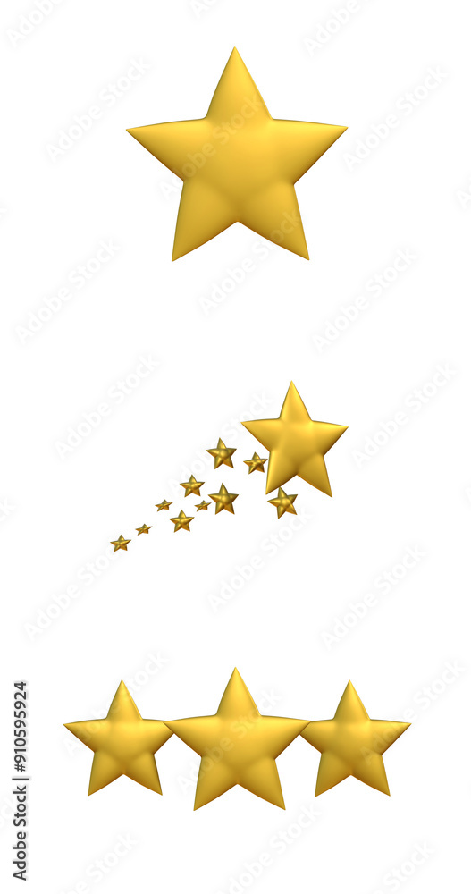 Fototapeta premium 3D Yellow star Collection icon on white background.