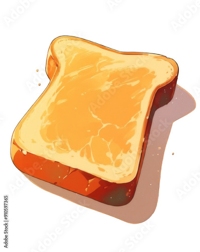 Slice of Toasted Bread with Honey Isolated on Transparent Background. Breakfast and Sweet Food Concepts.