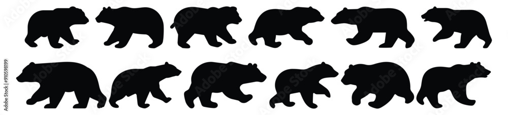 Fototapeta premium Polar bear silhouette set vector design big pack of illustration and icon
