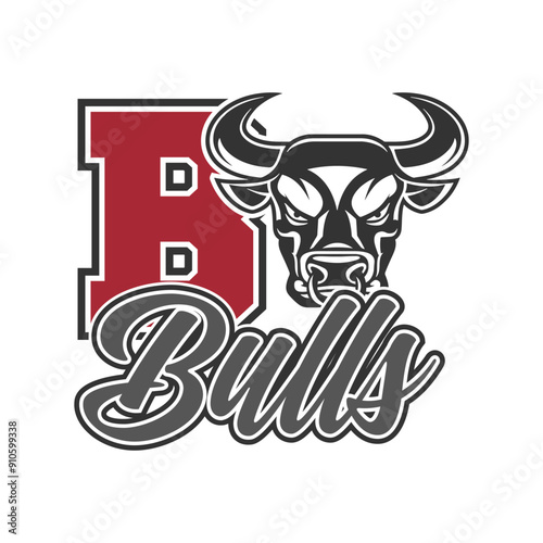 Bulls Illustration Clip Art Design Shape. Mascot Silhouette Icon Vector.