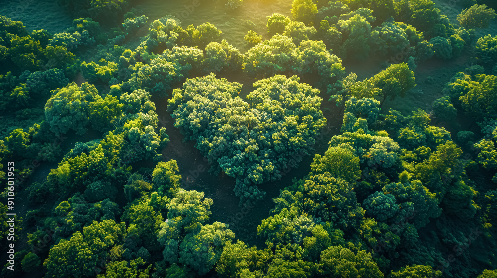 Obraz premium A heart made of trees is shown in a forest.