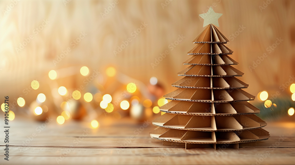 christmas tree made with recycled cardboard for a sustainable christmas decoration