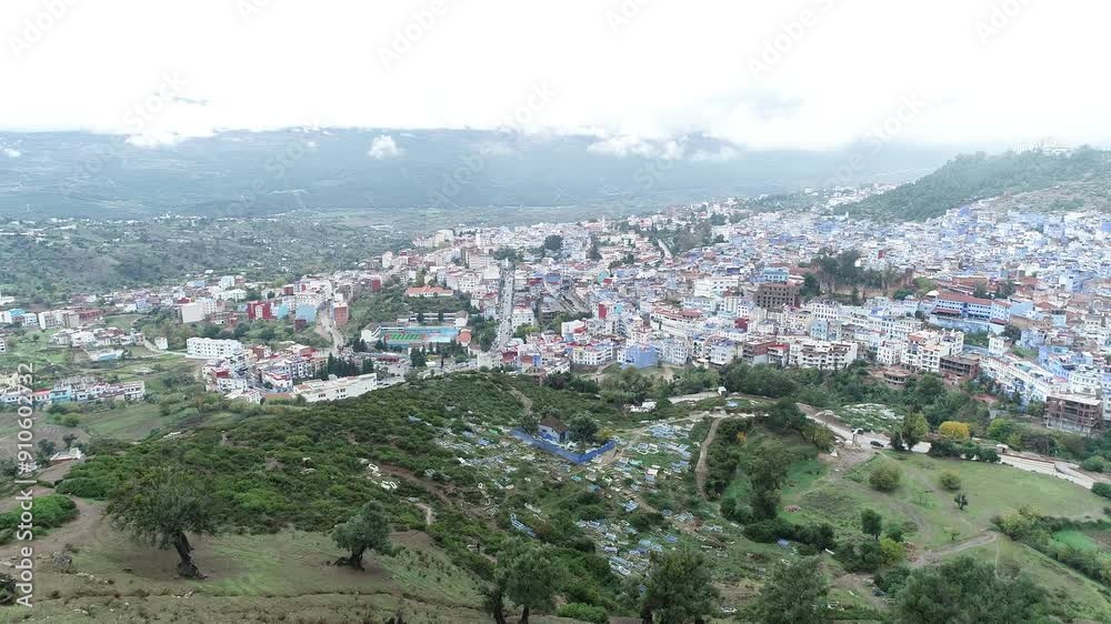 Chefchaouen, Morocco City Overview at the morning Chefchaouen, Morocco City Overview at the morning